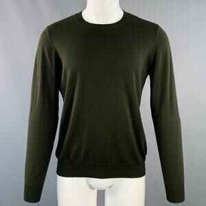 ODIN Size M Forest Green Knit Cashwool Faux Suede Crew Neck Pullover